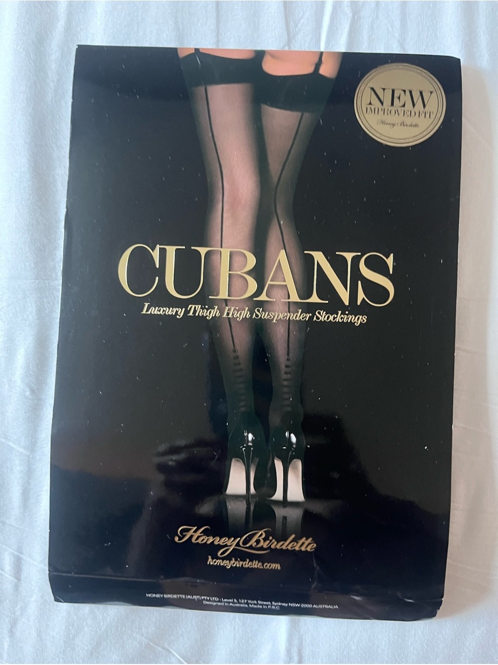 Honey Birdette Cubans Black Sheer Thigh High Stockings SMALL